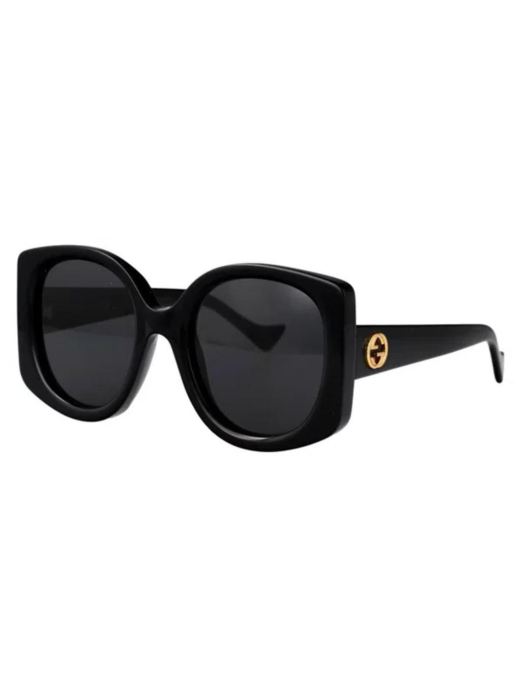 GUCCI Eyewear Geometric Frame Sunglasses In 001 Black Black Grey Product Image