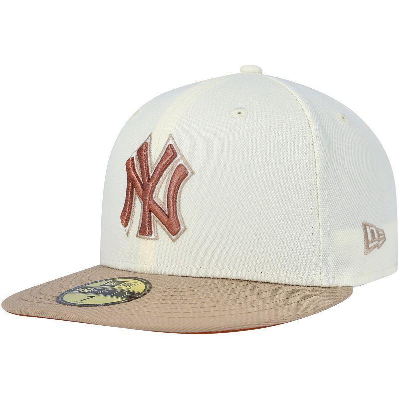 Mens New Era Cream New York Yankees Chrome Camel Rust Undervisor 59FIFTY Fitted Hat Beige Over Product Image