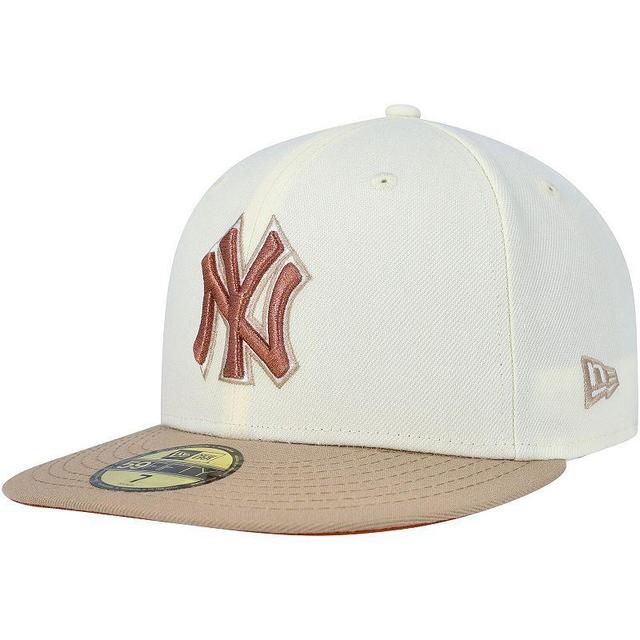 Mens New Era Cream New York Yankees Chrome Camel Rust Undervisor 59FIFTY Fitted Hat Product Image