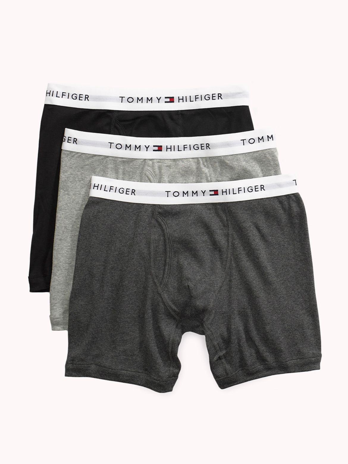 Tommy Hilfiger Cotton Boxer Brief 3-Pack (Grey Heather) Men's Underwear Product Image