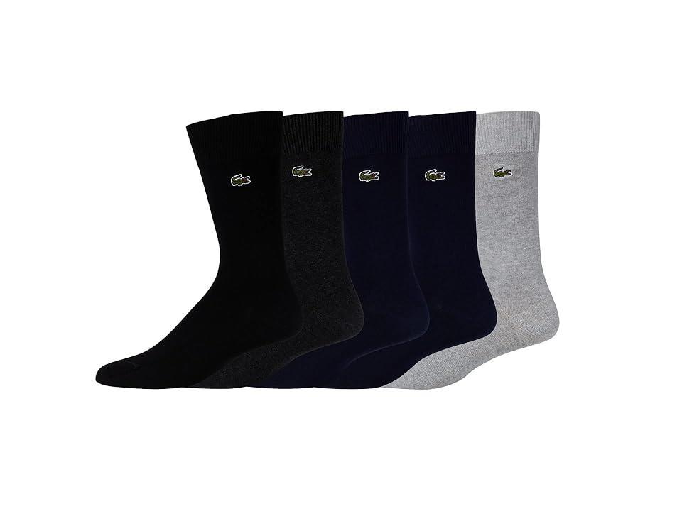 Lacoste 5-Pack Multicolor Socks (Navy Blue/Silver Chine/Lighting Chine Men's Crew Cut Socks Shoes Product Image