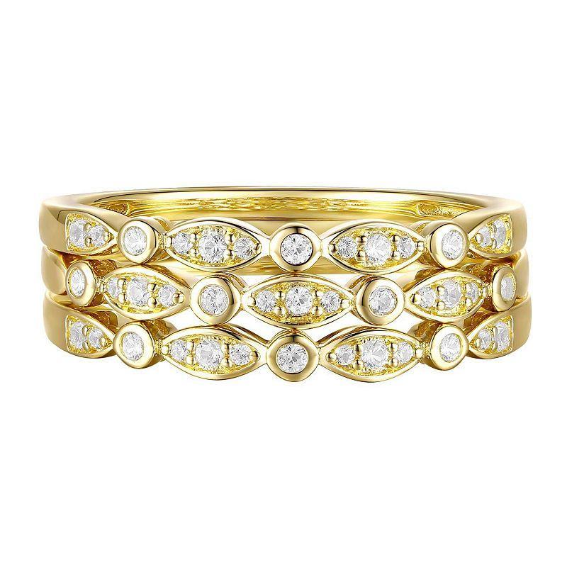 14k Gold Over Silver 1/4 Carat T.W. Diamond Stack Ring Set, Womens Gold Tone Product Image