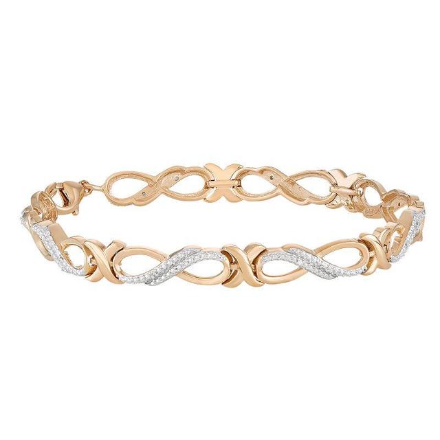 Jewelexcess 14k Gold Over Silver Diamond Accent Infinity Link Bracelet, Womens, Yellowtone Product Image