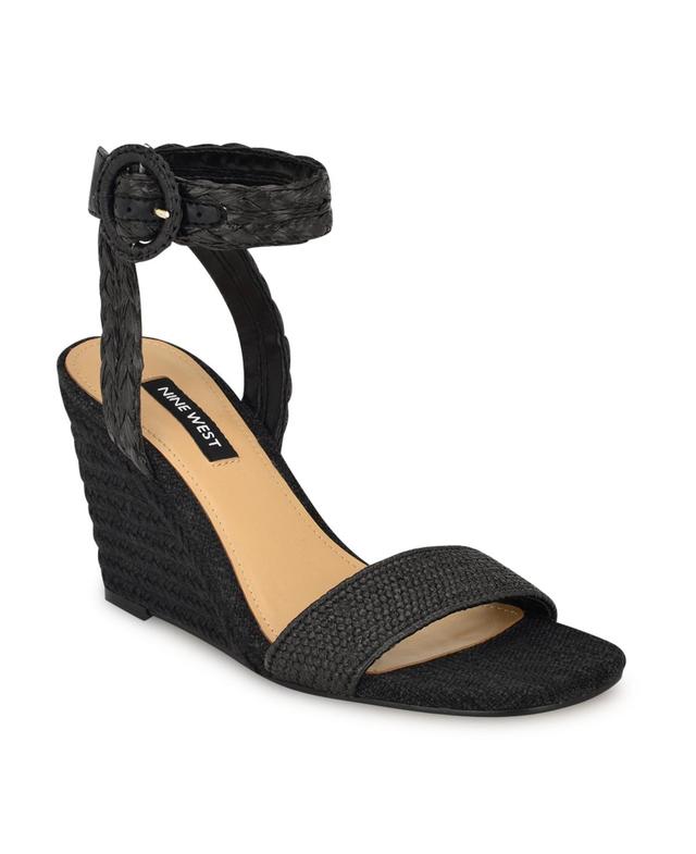 Nine West Womens Nerisa Square Toe Woven Wedge Sandals Product Image