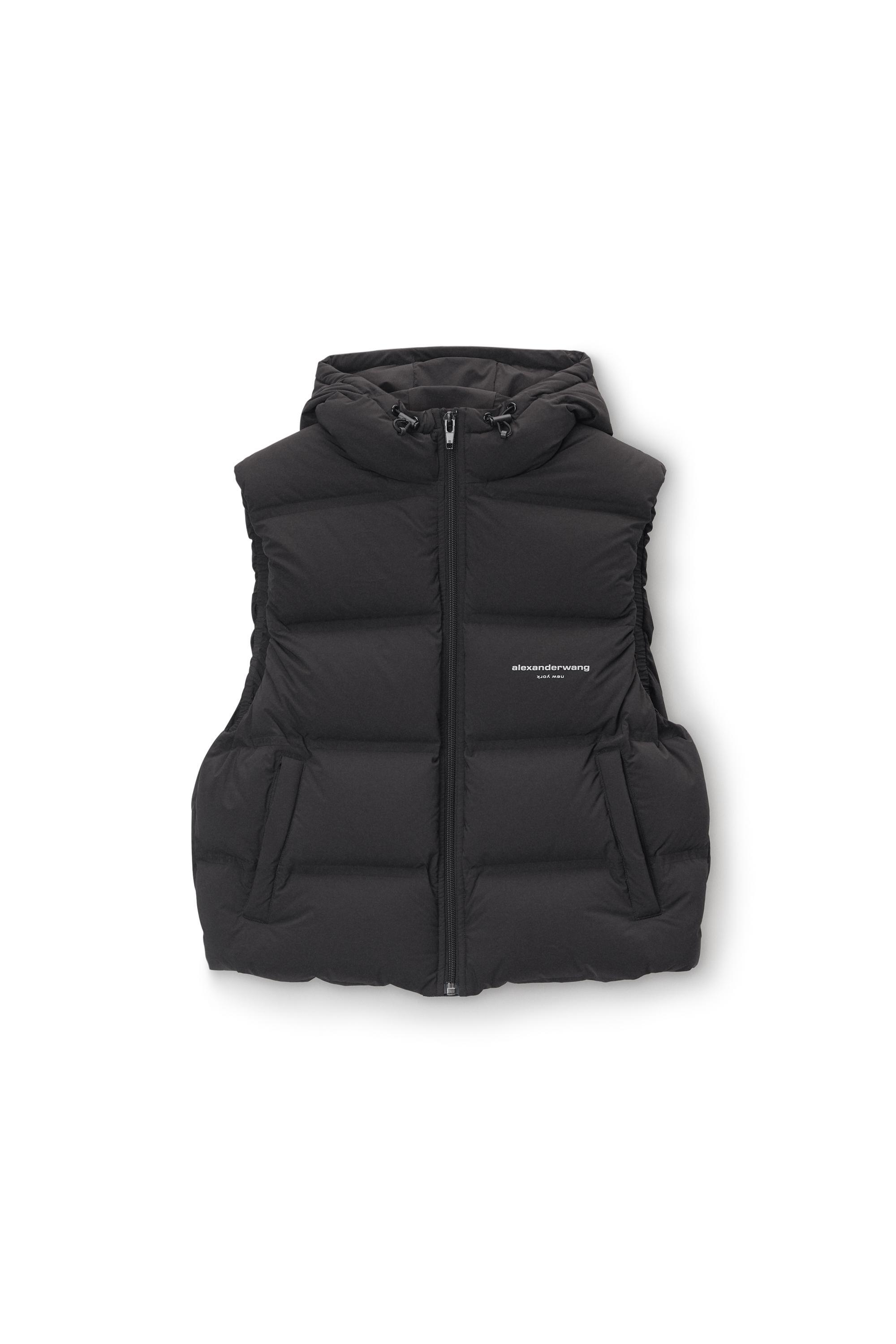 Cropped Hooded Puffer Vest With Reflective Logo product image