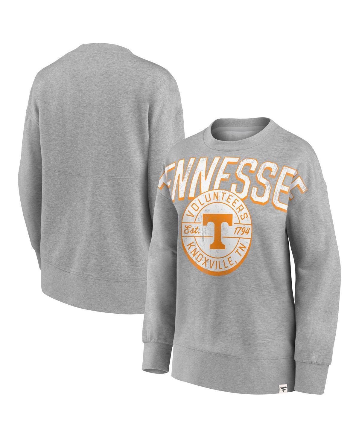 Womens Fanatics Heathered Gray Tennessee Volunteers Jump Distribution Pullover Sweatshirt Product Image