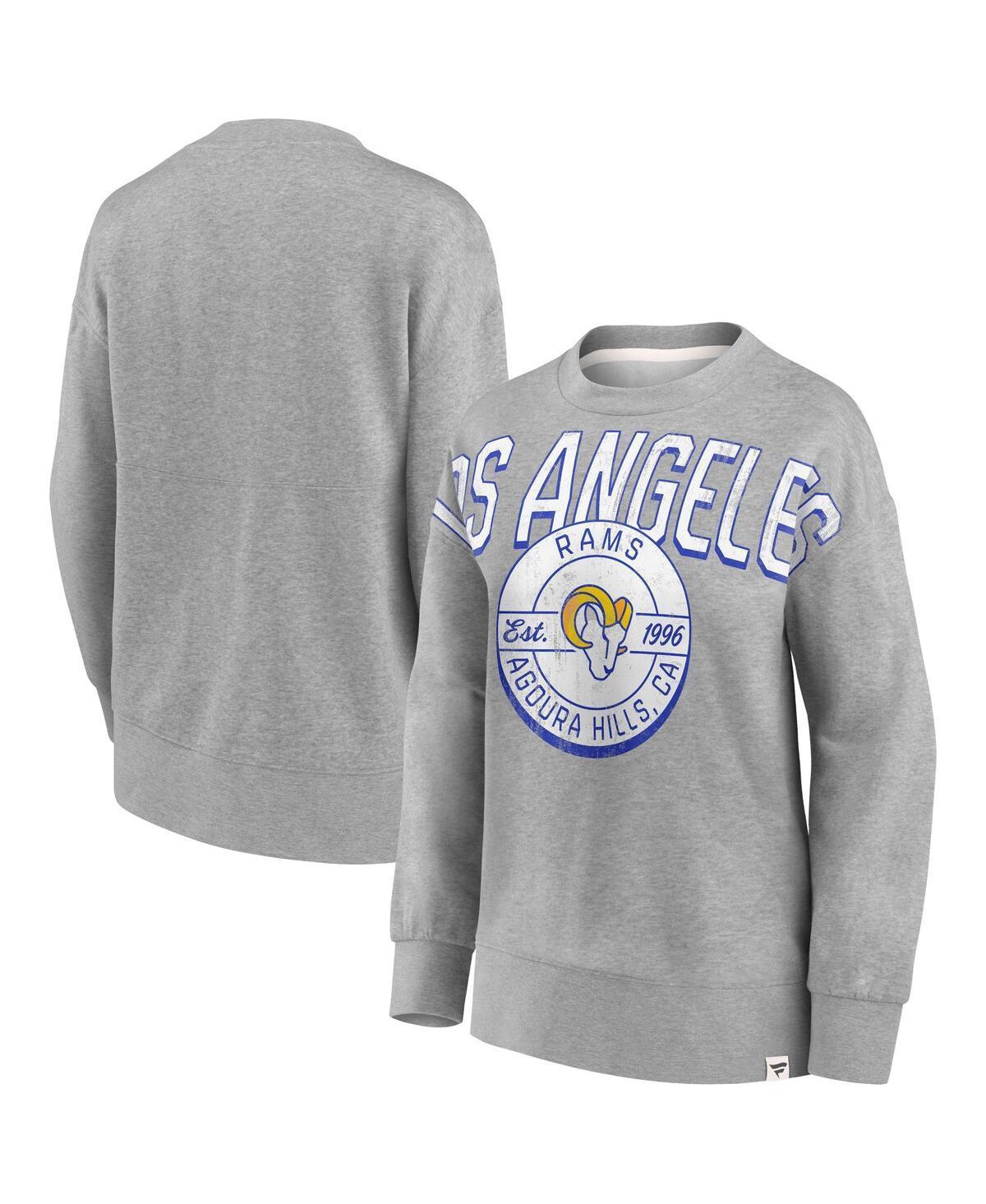 Womens Fanatics Branded Heathered Gray Los Angeles Rams Jump Distribution Tri-Blend Pullover Sweatshirt Product Image