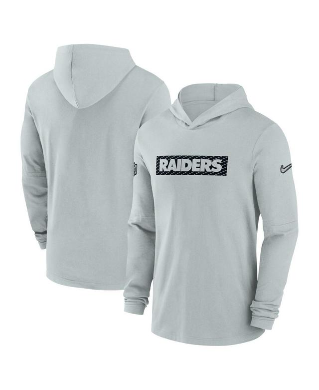 Nike Mens Gray Las Vegas Raiders Sideline Hoodie Performance Long Sleeve T-Shirt Product Image