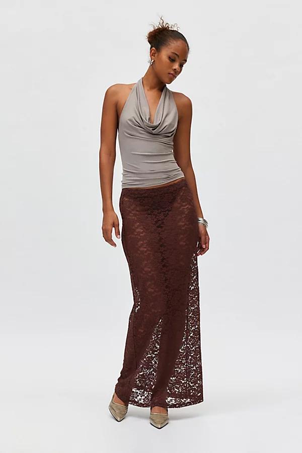 Lioness Black Swan Sheer Lace Maxi Skirt Womens at Urban Outfitters Product Image