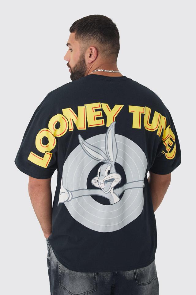 Mens Plus Looney Tunes Licence Printed T-shirt In Black, Black Product Image