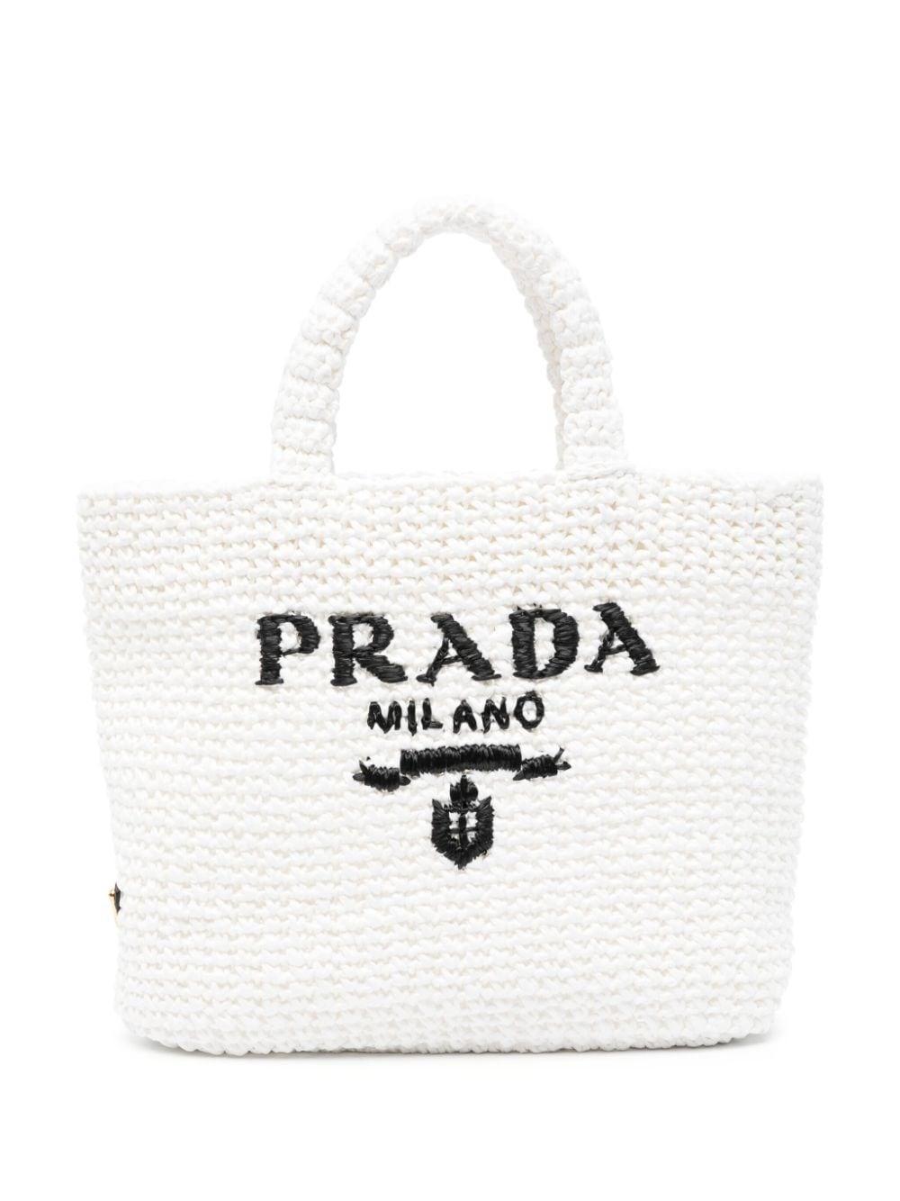 Womens Bianco Logo Small Straw Tote Bag In White Product Image