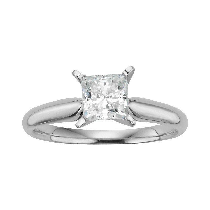 The Regal Collection Princess-Cut IGL Certified Diamond Solitaire Engagement Ring in 14k White Gold (1 ct. T.W.), Womens Product Image