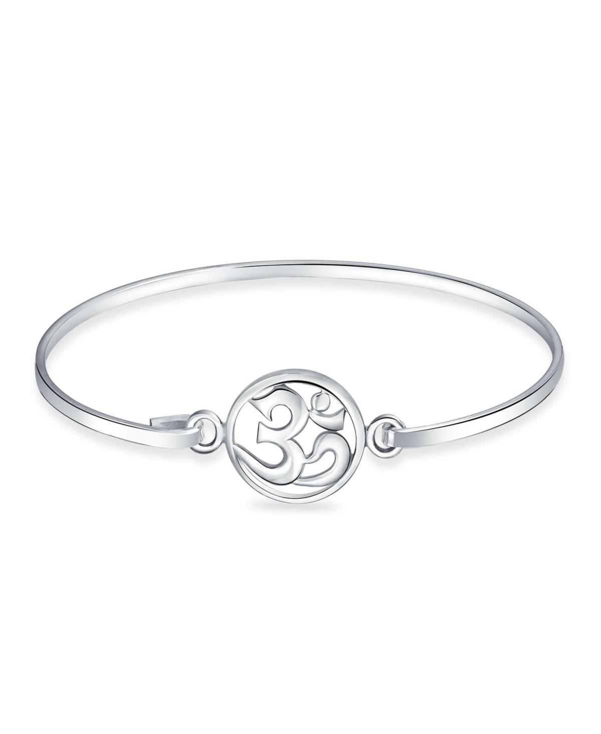 Bling Jewelry Sterling Silver Aum Om Sanskrit Symbol Charm Yoga Spiritual Harmony Ohm Bangle Cuff Bracelet For Women Product Image