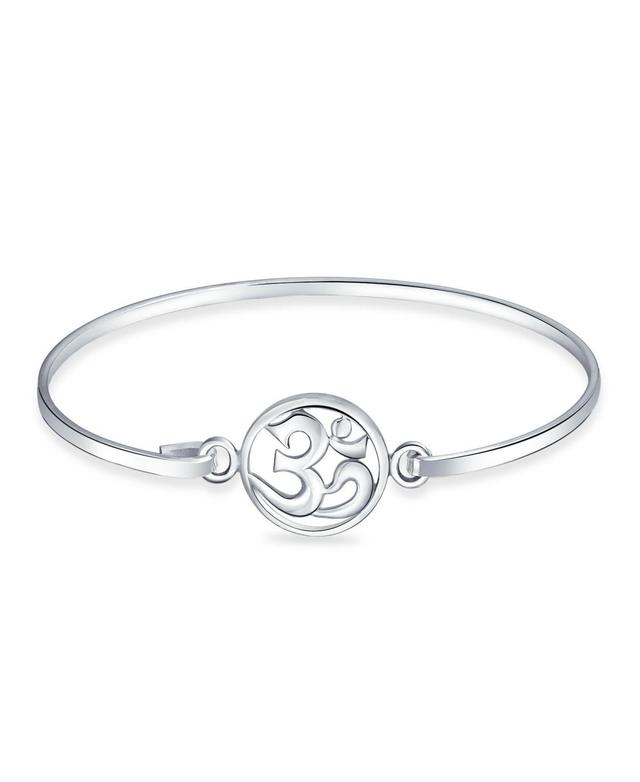 Bling Jewelry Sterling Silver Aum Om Sanskrit Symbol Charm Yoga Spiritual Harmony Ohm Bangle Cuff Bracelet For Women Product Image