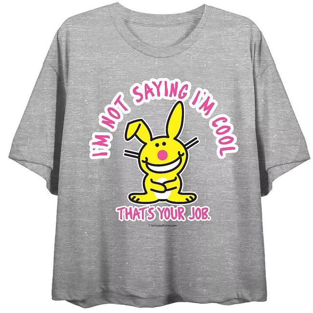 Juniors Its Happy Bunny Say Im Cool Bunny Crewneck Graphic Tee, Womens Product Image