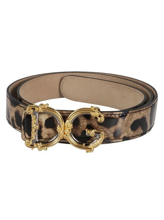 Dg-buckle Leopard-print Belt In Black Product Image