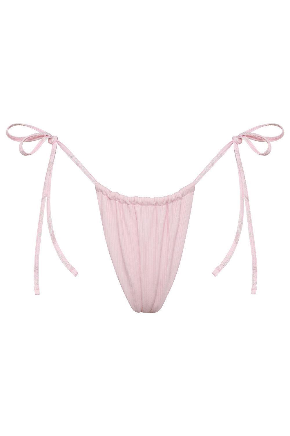 Tia Ribbed String Bikini Bottom - Aurora Product Image