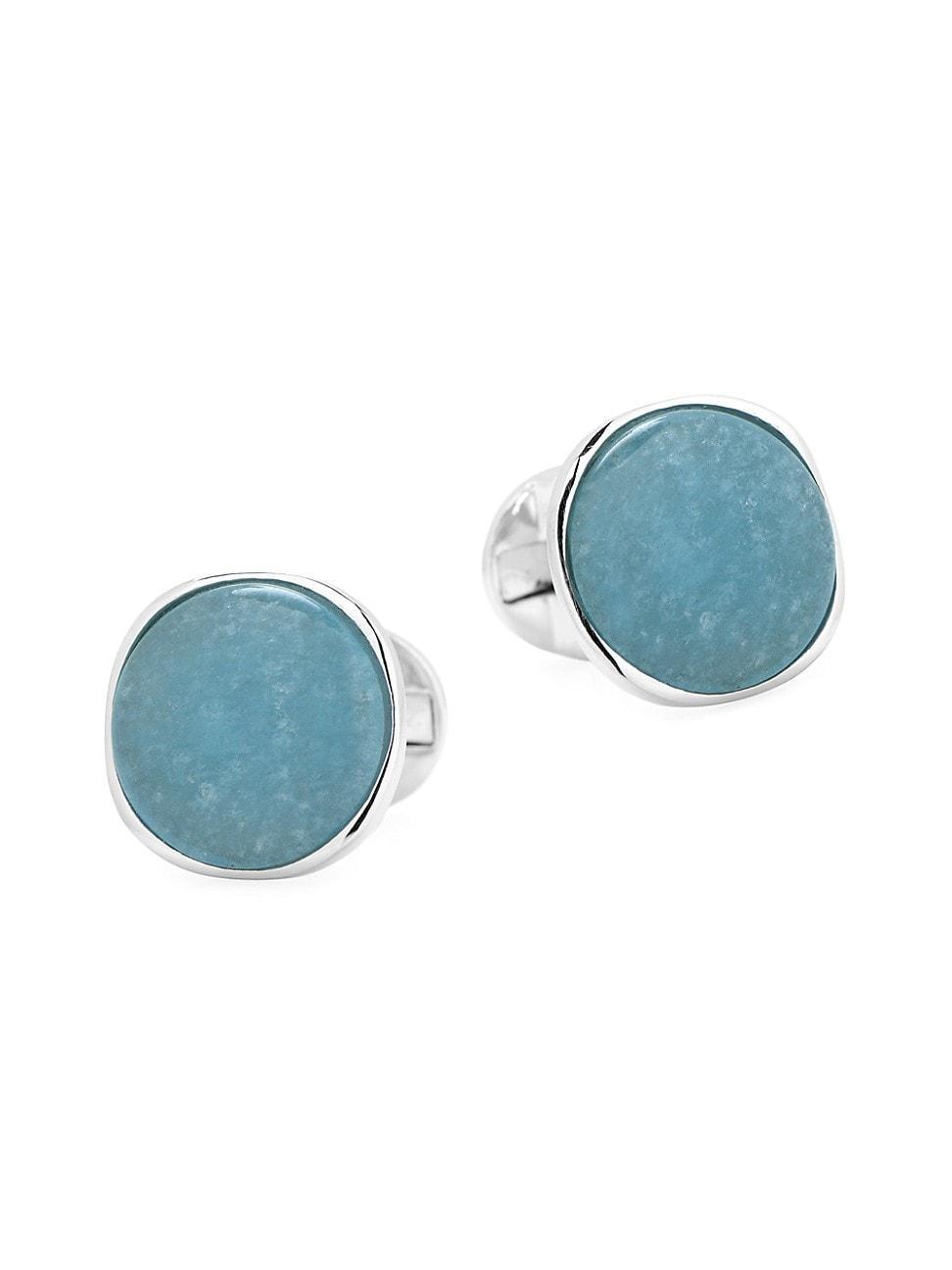 Mens Ox & Bull Trading Co. Sterling Silver & Aquamarine Jade Cufflinks Product Image