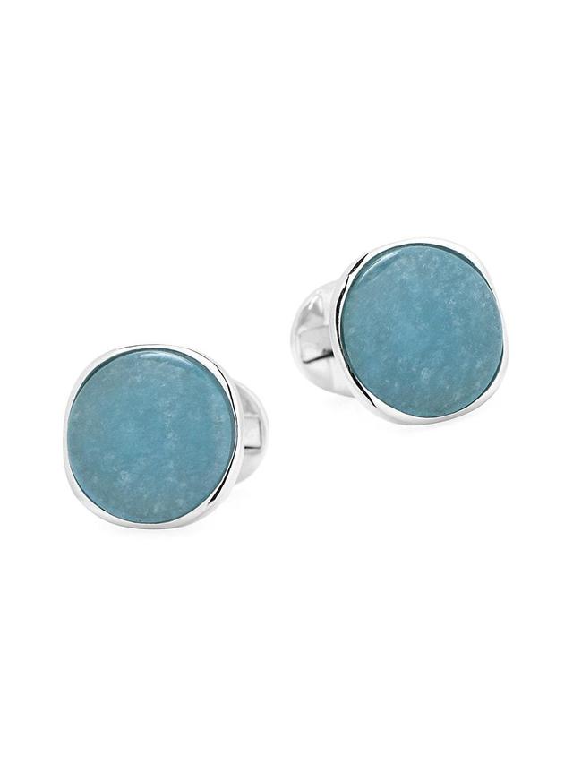 Aquamarine Jade & Sterling Silver Cufflinks Product Image