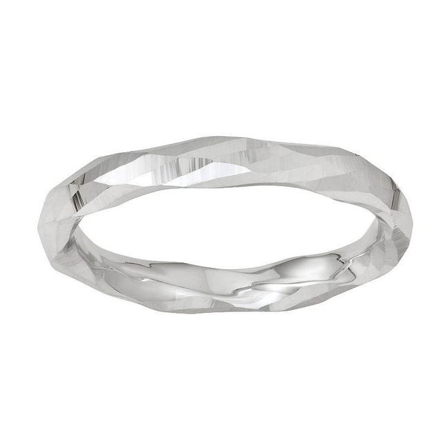 10k White Gold Faceted Ring, Womens 10k Gold Product Image