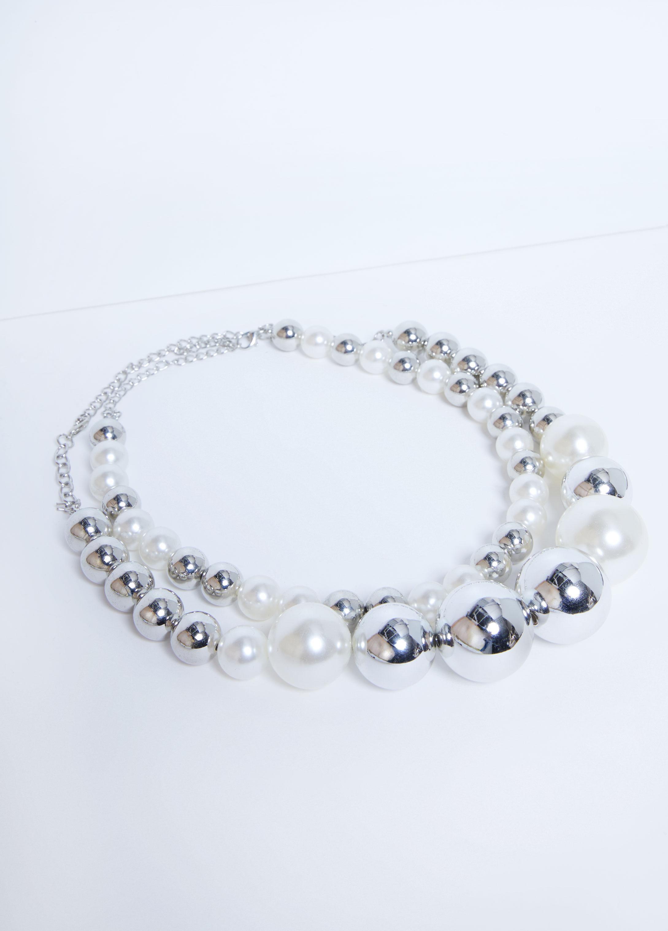 Faux Pearl And Bead Necklace Product Image