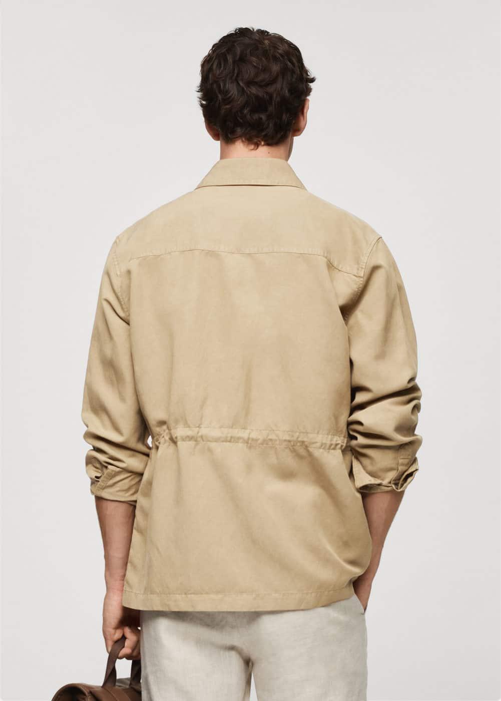 MANGO MAN - Linen overshirt with pockets medium brownMen Product Image