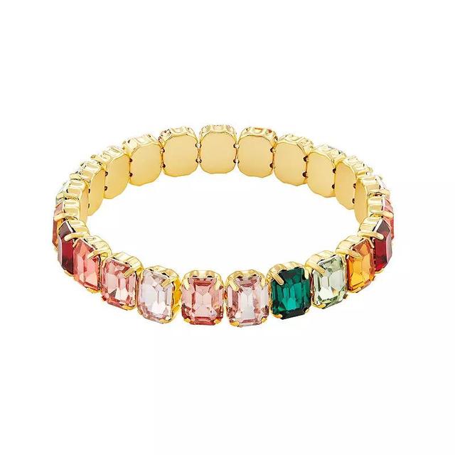 Emberly Gold Tone Chunky Multi Color Simulated Stone Stretch Bracelet, Womens Product Image