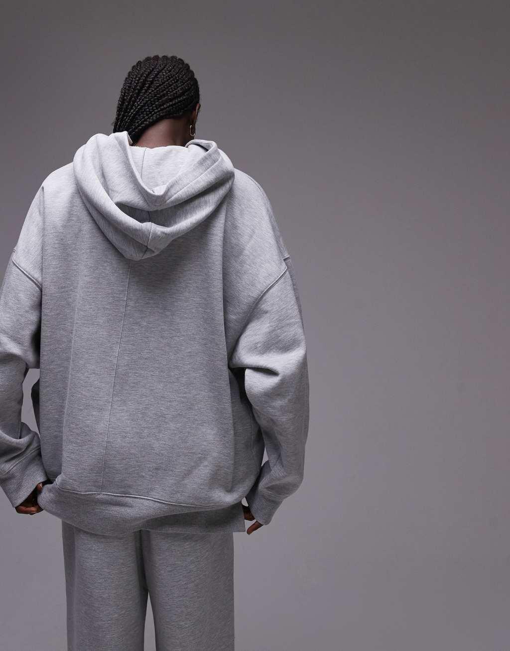 Topshop premium oversized hoodie in gray heather - part of a set Product Image