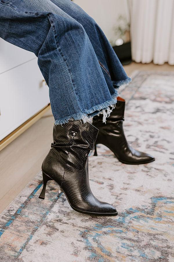 The Eliza Faux Leather Bootie in Black Product Image