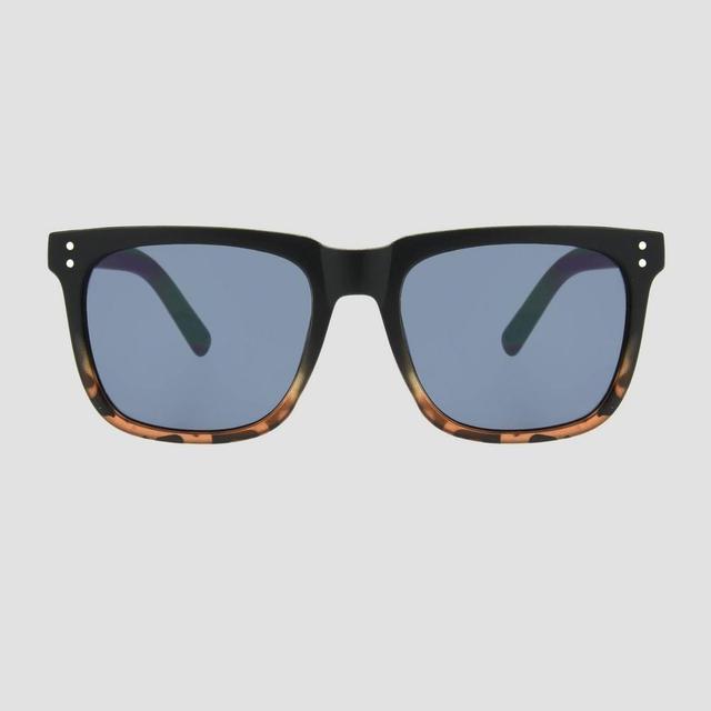 Mens Square Tortoise Shell Print Sunglasses - Original Use Black Product Image