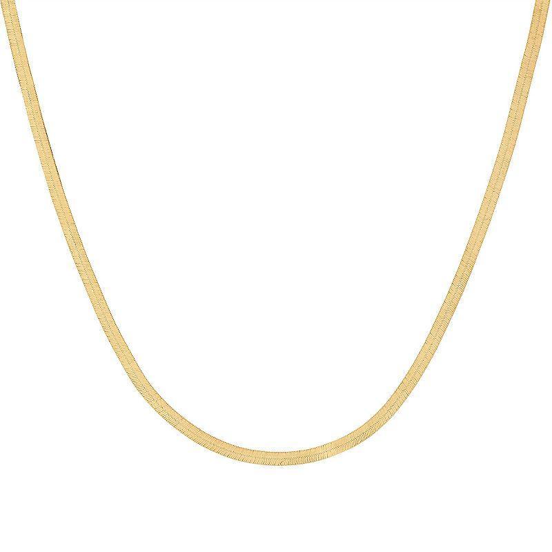 10k Gold Herringbone Chain Necklace, Womens 14k Gold Product Image