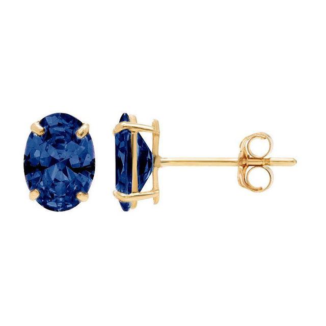 Theia Sky 14k Gold Cubic Zirconia Oval Stud Earrings, Womens, 14k Gold Blue Product Image