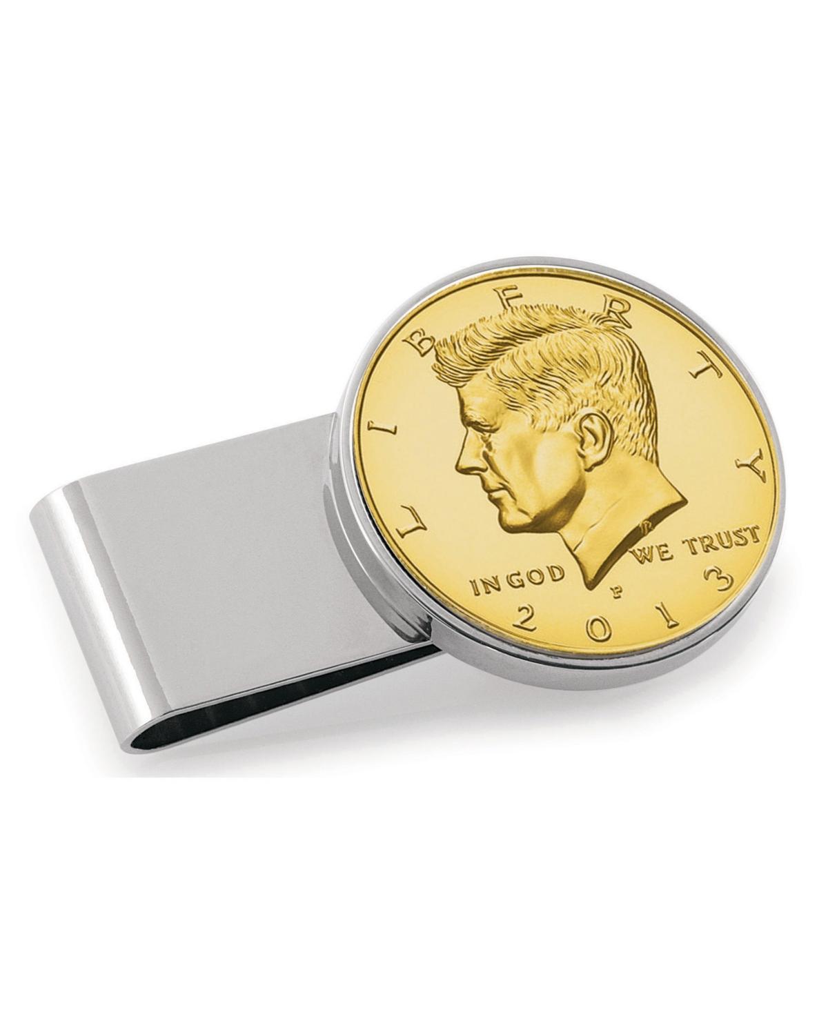 Mens American Coin Treasures Gold-Layered Jfk Half Dollar Stainless Steel Coin Money Clip Product Image