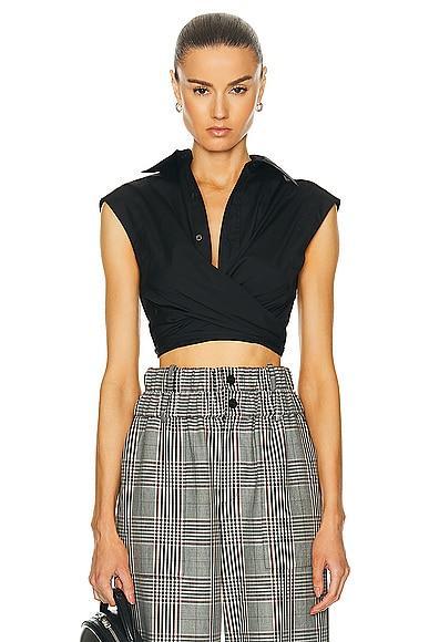 Monse Sleeveless Draped Shirt Black. (also in ). Product Image