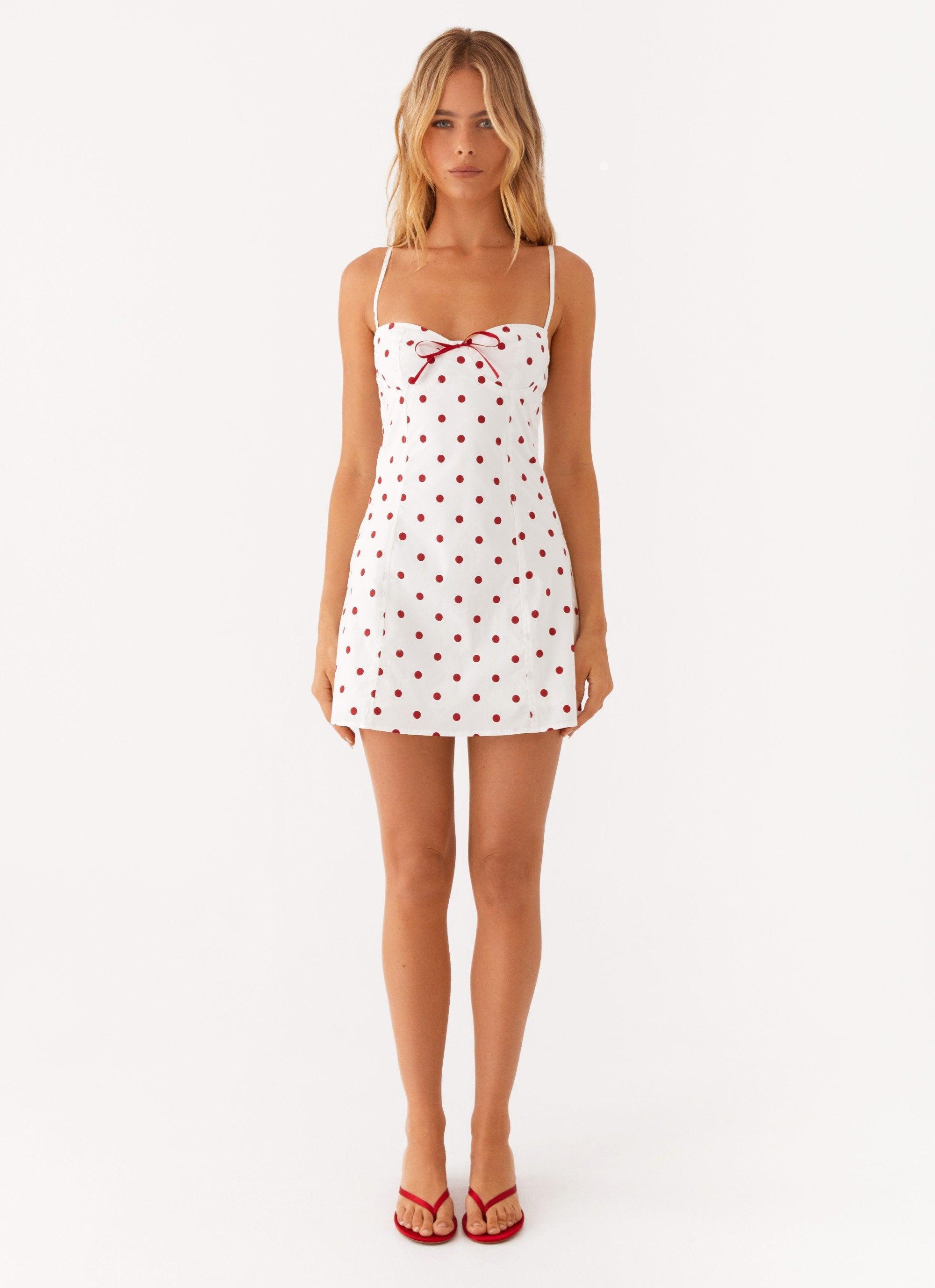 Perla Mini Dress - White Polkadot Product Image