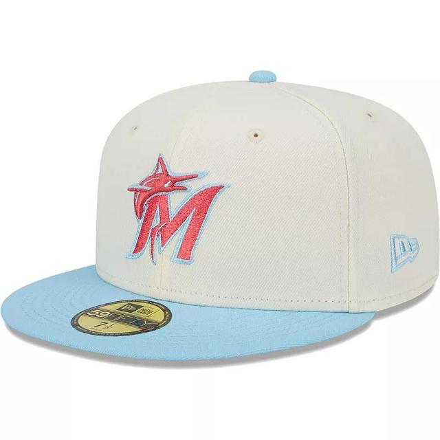 Mens New Era Cream/Light Blue Miami Marlins Spring Color Two-Tone 59FIFTY Fitted Hat Product Image