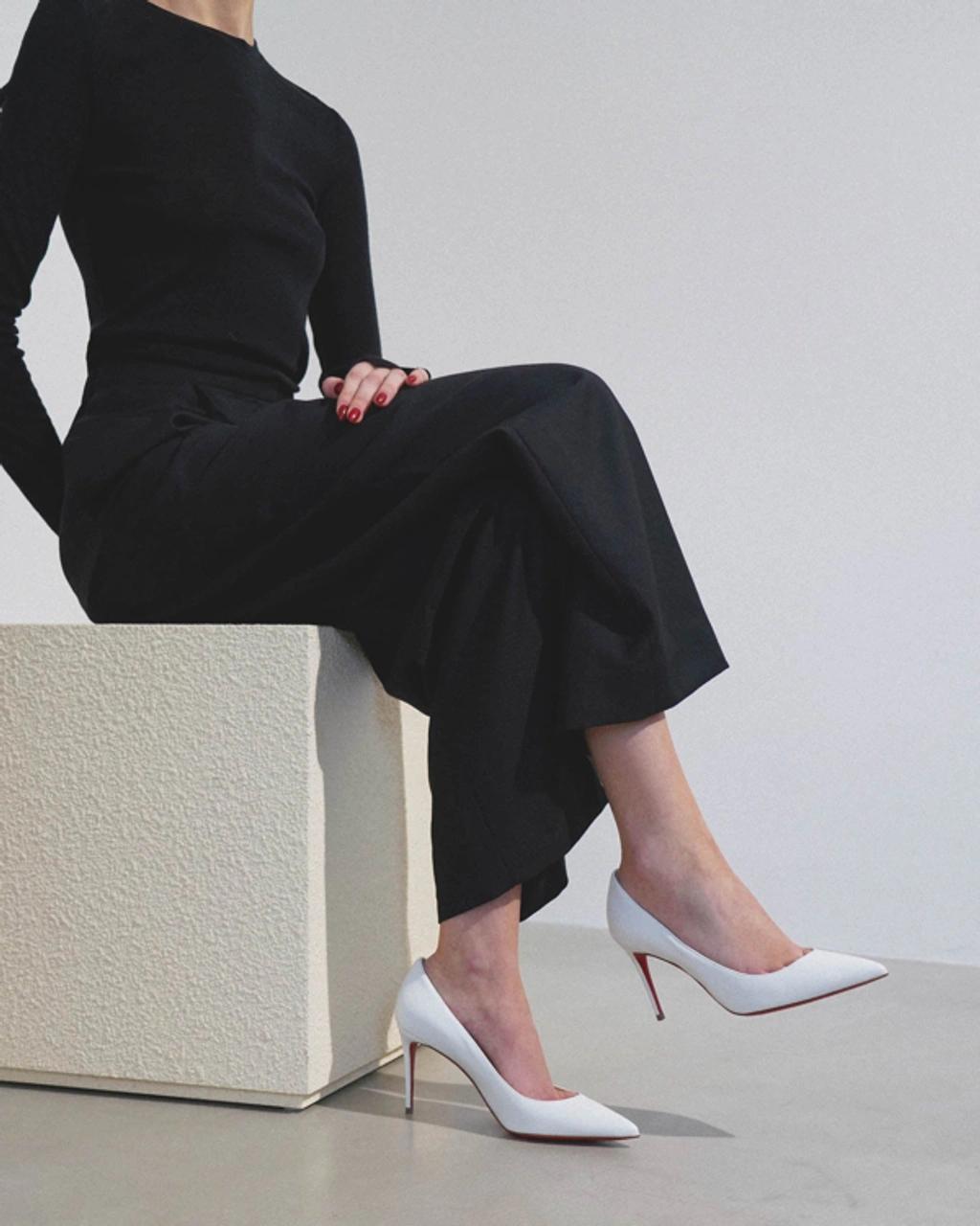 CHRISTIAN LOUBOUTIN Kate 85 Leather Pumps In White Product Image