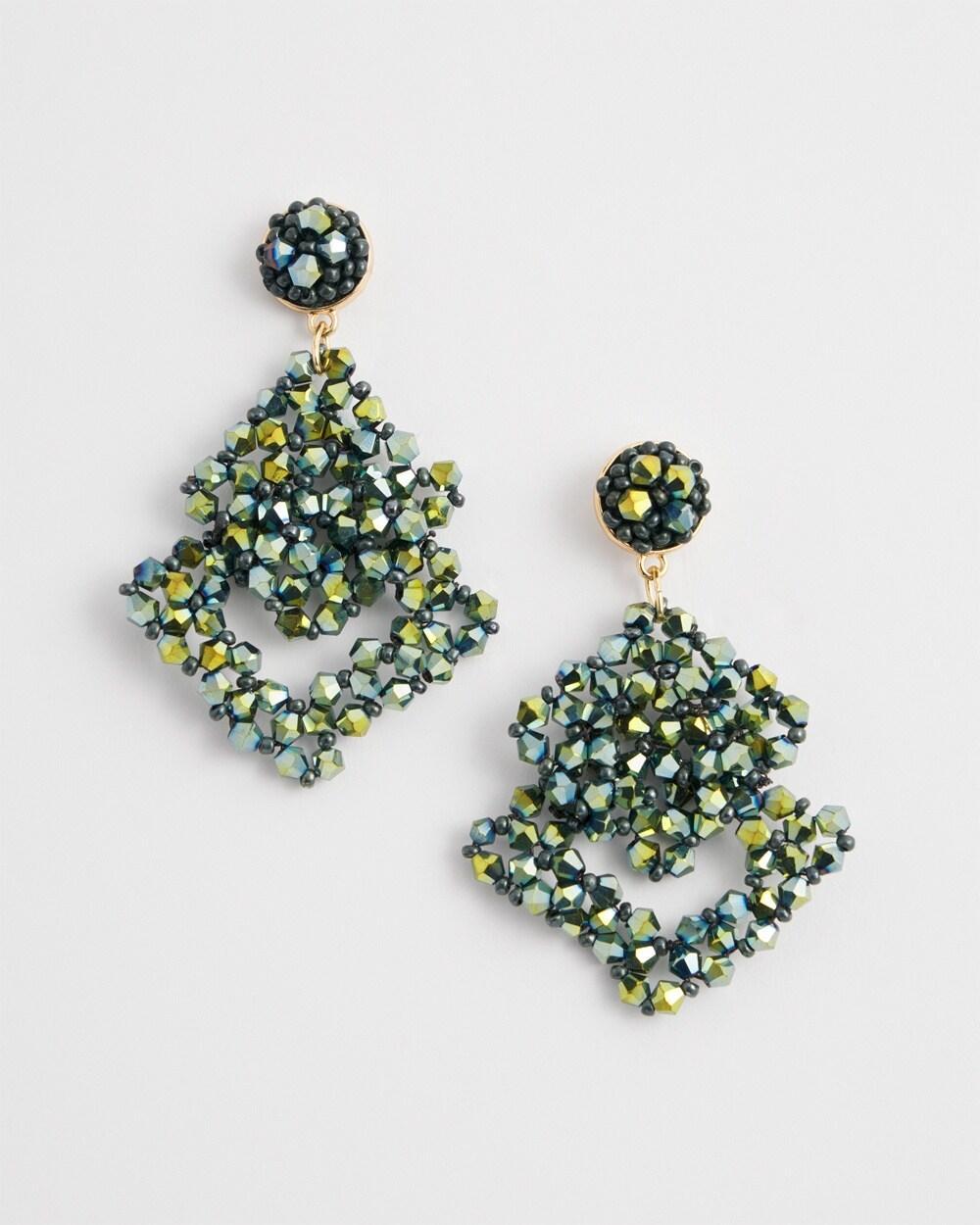 No Droop™ Blue-Green Jeweled Drop Earrings Product Image