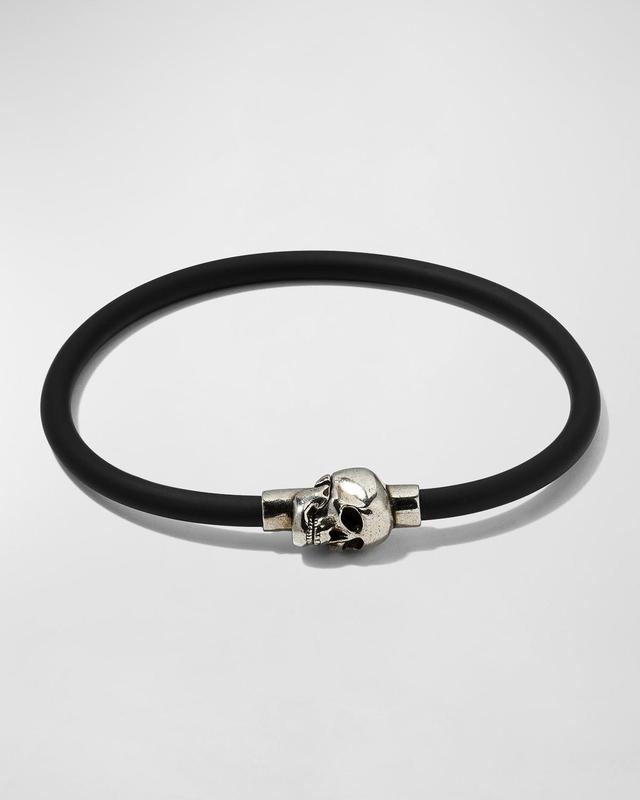 Mens Rubber Cord Skull Bracelet Product Image