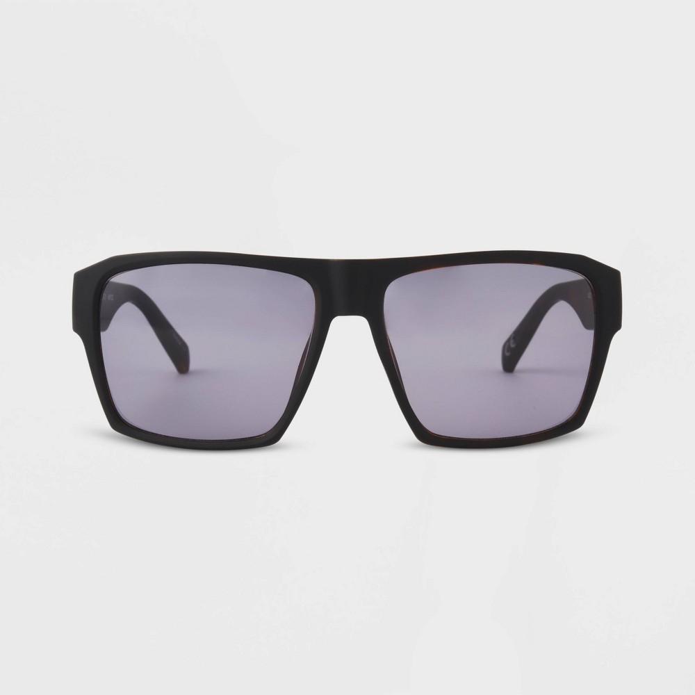 Mens Matte Rubberized Plastic Rectangle Sunglasses - Original Use Black Product Image