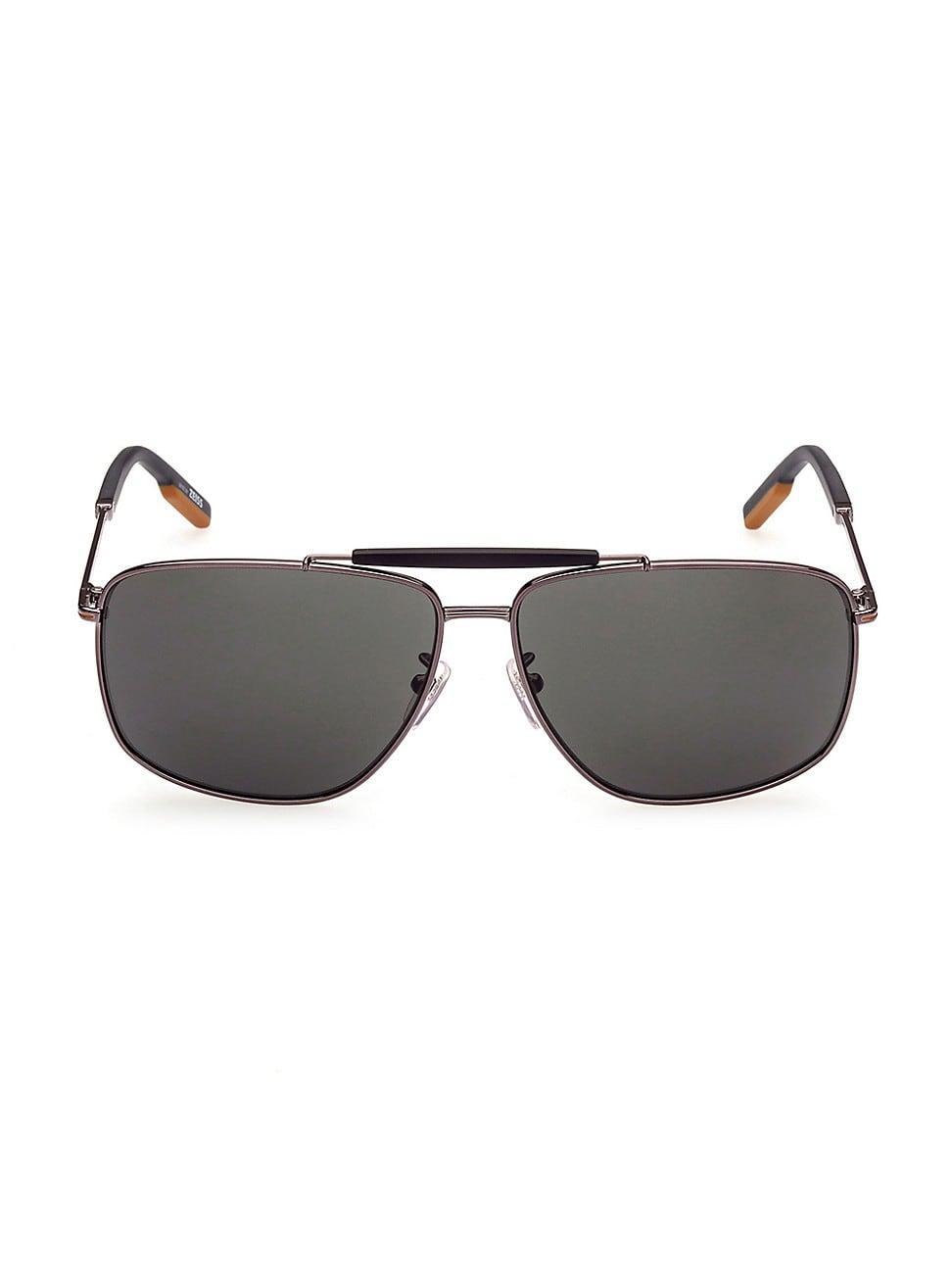 Mens 62MM Rectangular Metal Sunglasses Product Image