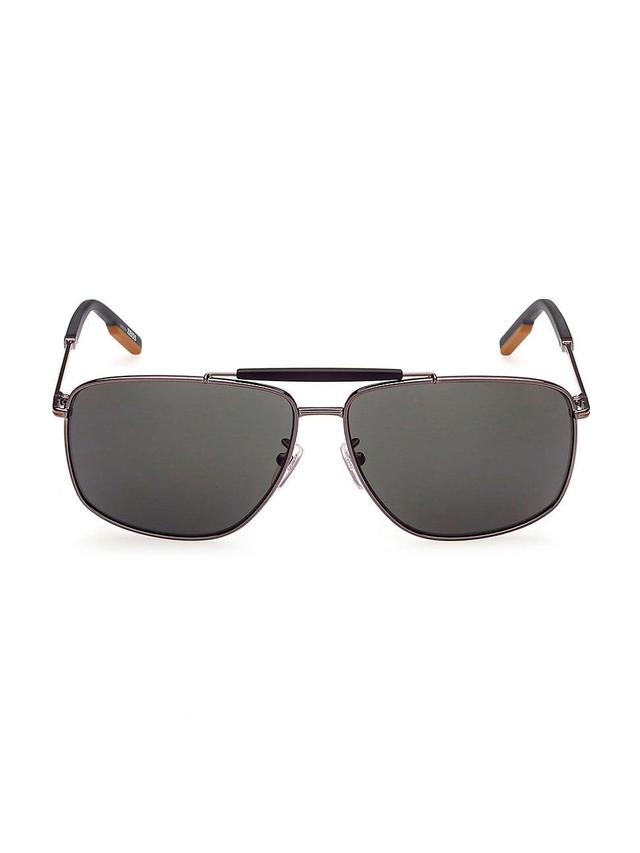 Mens 62MM Rectangular Metal Sunglasses Product Image