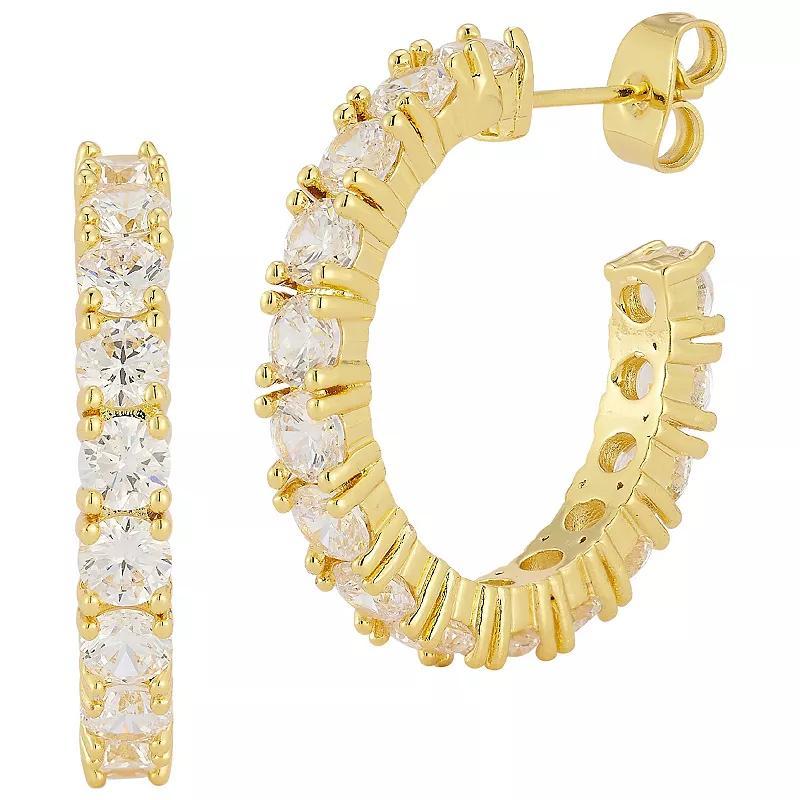 Cubic Zirconia Hoop Earrings, Womens, Gold Tone product image