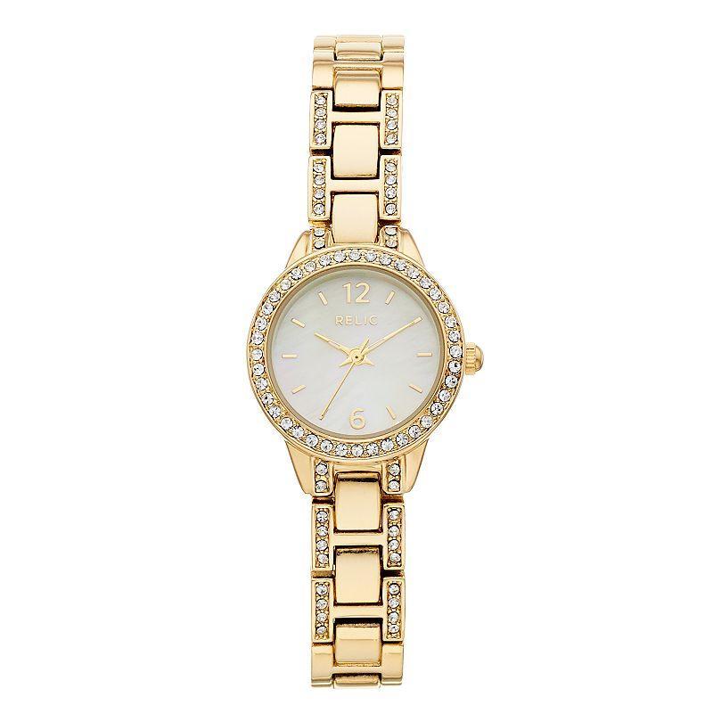 Relic by Fossil Womens Tenley Crystal Accent Watch Gold Tone Product Image