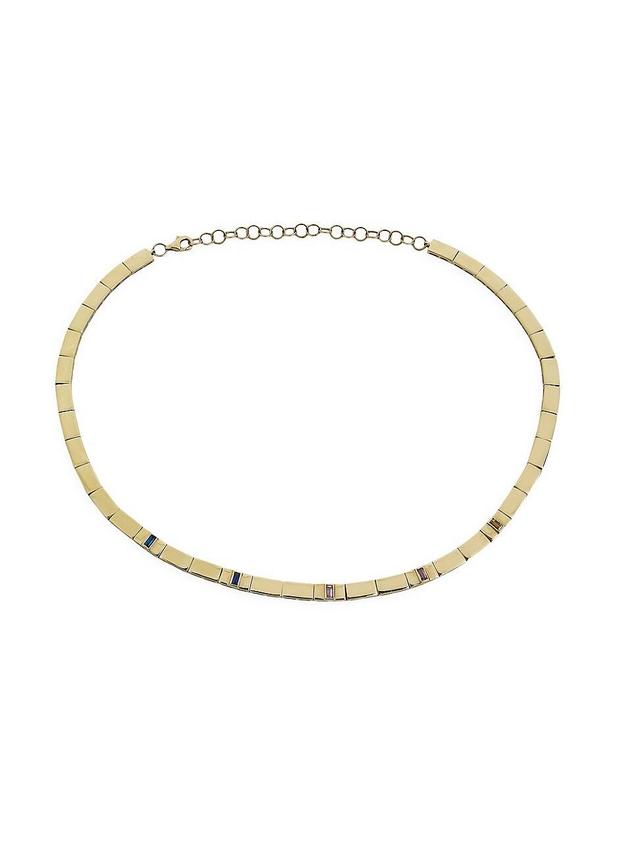 Womens 14K Yellow Gold & Sapphire Collar Necklace Product Image