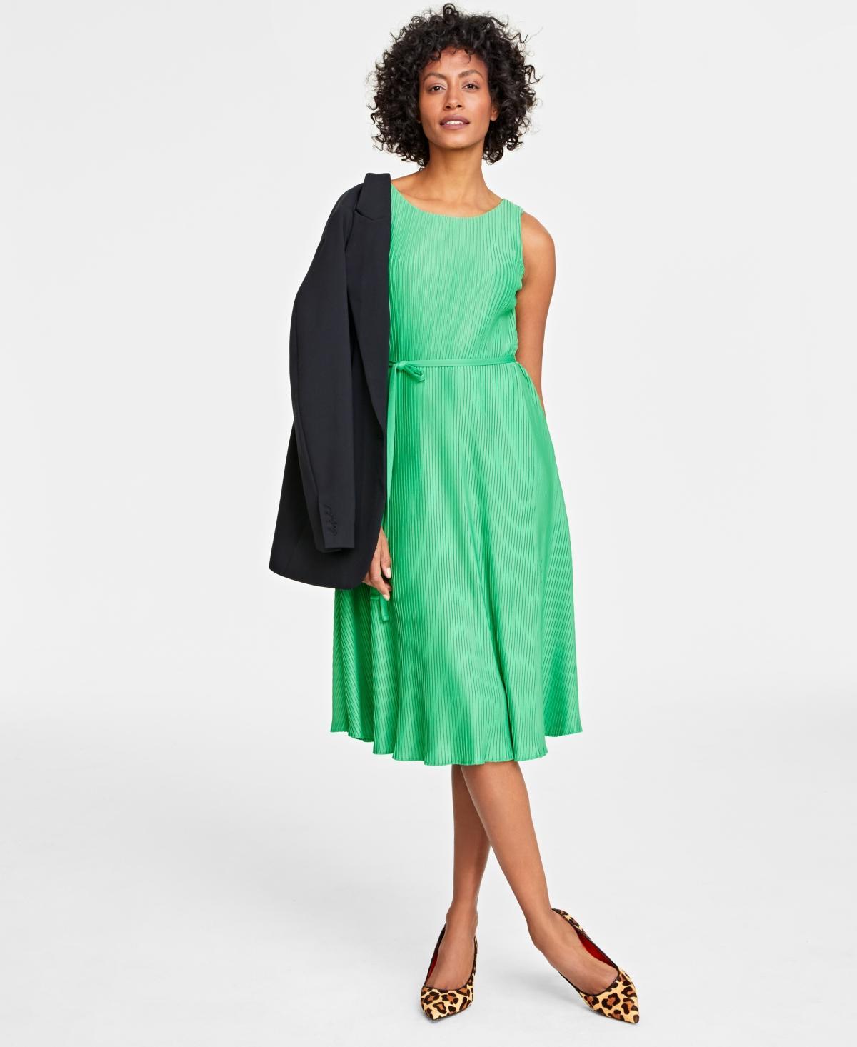 On 34th Womens Pleated Sleeveless Tie-Waist Midi Dress, Created for Macys Product Image