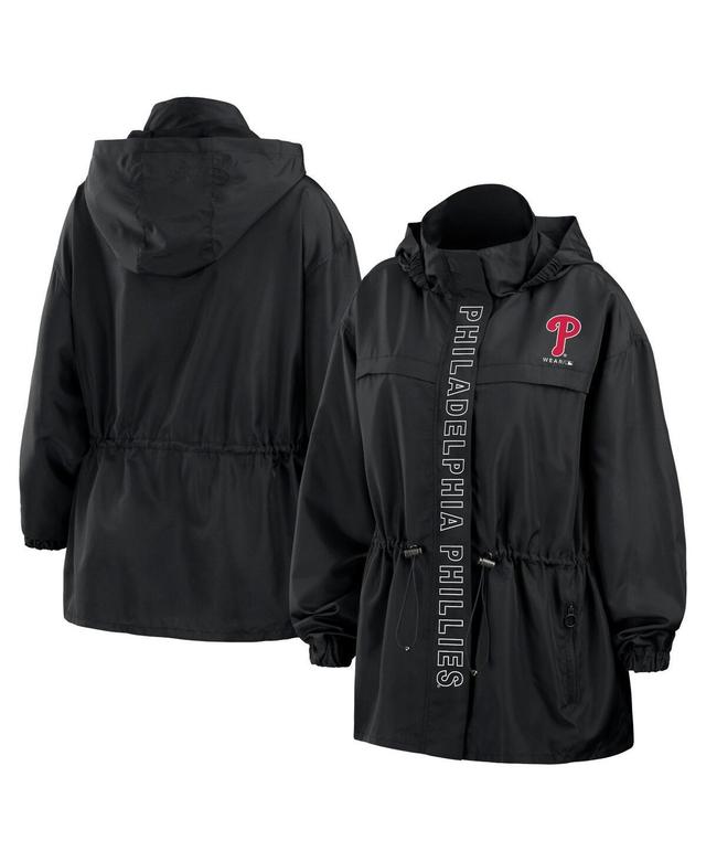 Wear by Erin Andrews Womens Black Philadelphia Phillies Full-Zip Windbreaker Hoodie Jacket Product Image