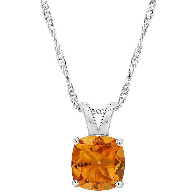 Alyson Layne 14k Gold Cushion Citrine Pendant Necklace, Womens 14k White Gold Product Image