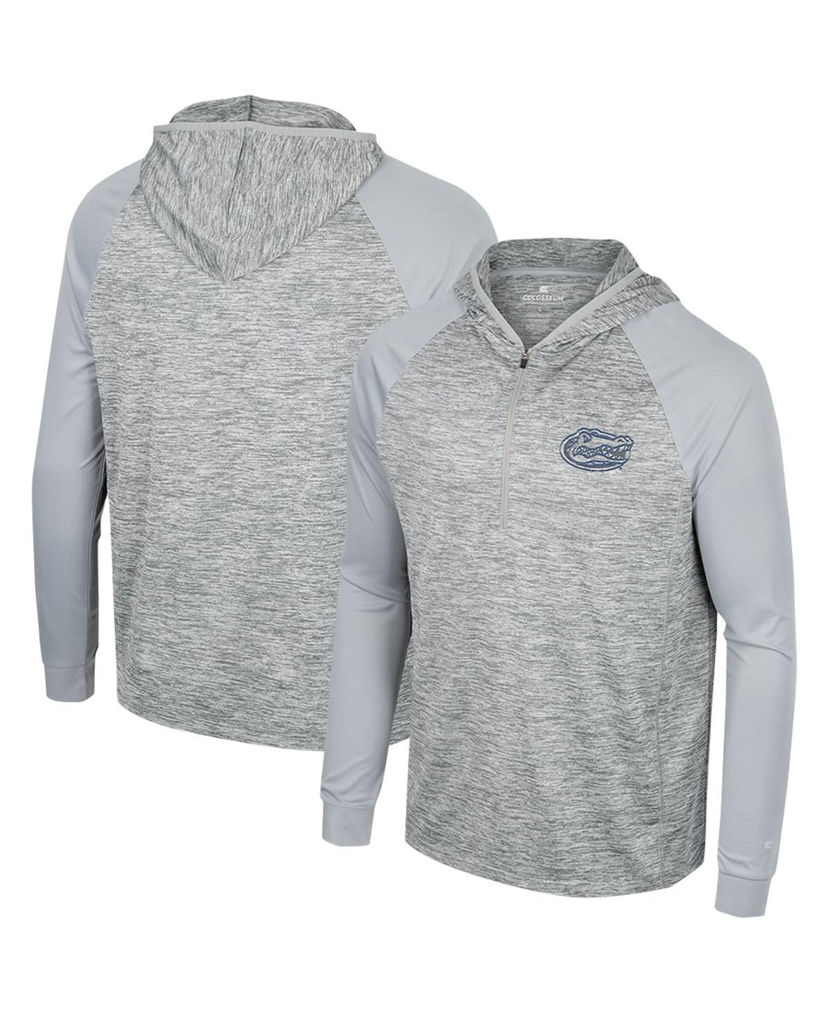 Mens Colosseum Gray Florida Gators Cybernetic Raglan Quarter-Zip Hooded Top Product Image