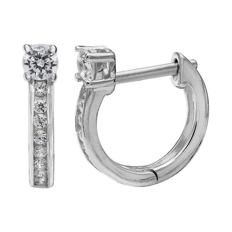 PRIMROSE Sterling Silver Click-Top Huggie Earrings, Womens, Silver Tone Product Image